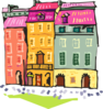 Pink Orange And Blue Apartments Clip Art